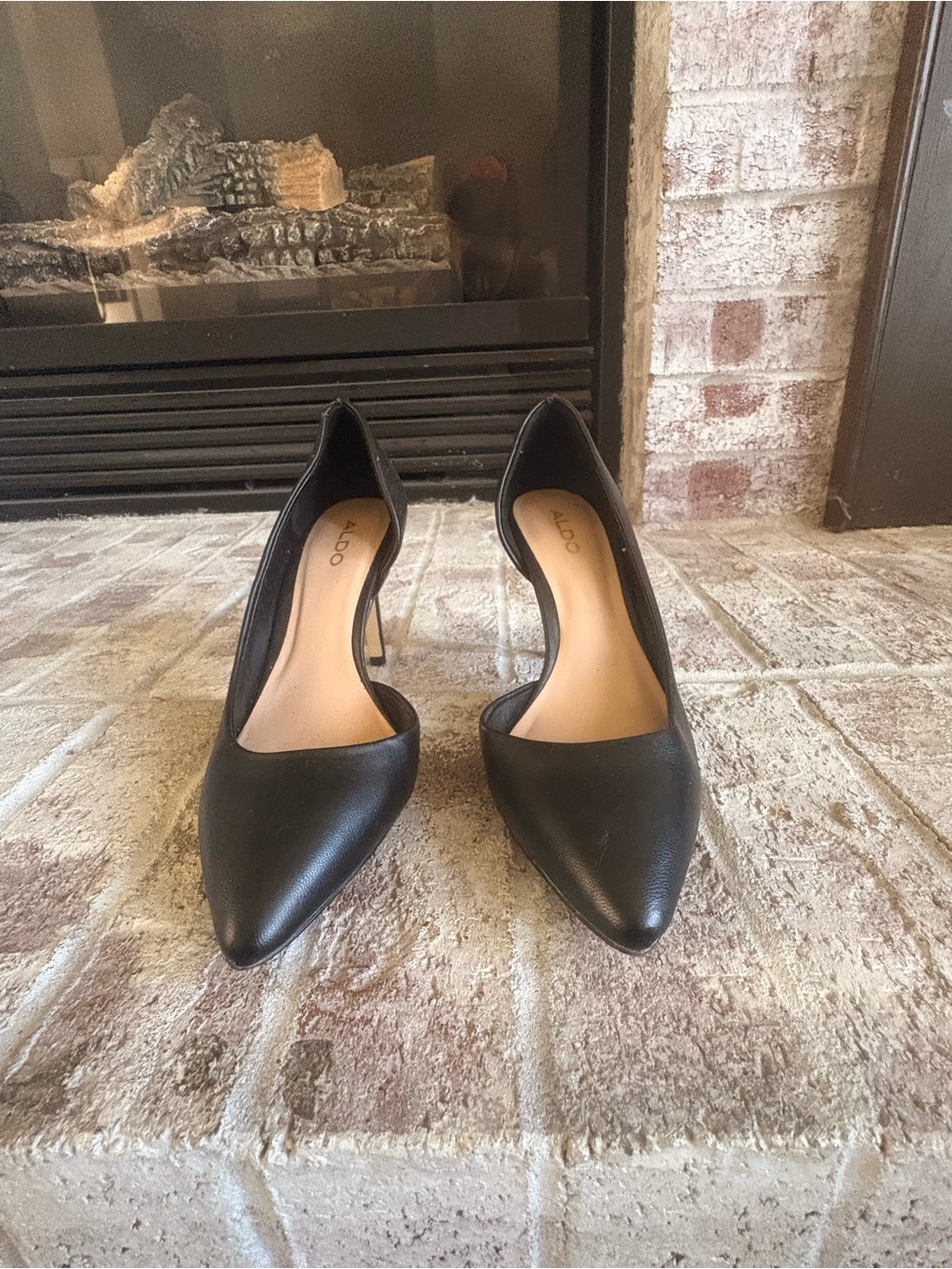 ALDO Black Leather Pointed-Toe Heels - Picture 9 of 9